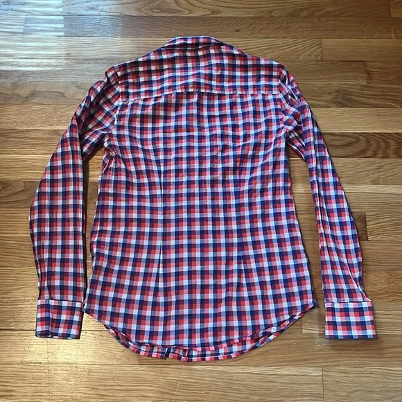Vineyard Vines Womens sz 00 Gingham Red Blue Cotton Button Down Blouse Shirt‎ - Picture 7 of 7
